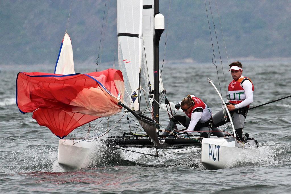 Austria, Bronze medalists, about to round the leeward mark, Nacra17 class Medal Race - Summer Olympics © Richard Gladwell www.photosport.co.nz